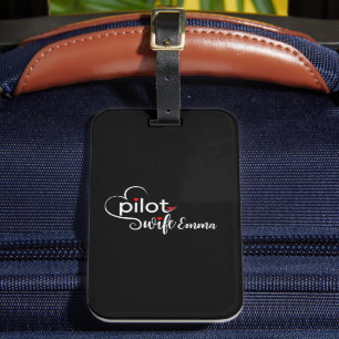 Étiquette À Bagage Typographie et avion 'de la femme du pilote' Simpl