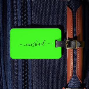 Étiquette À Bagage Typographie verte néon, Personnaliser