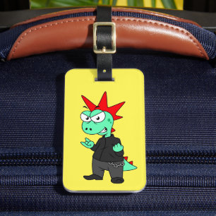 Étiquette À Bagage Tyrannosaurus Rex Habillé Comme Un Punk.