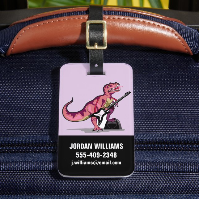 Étiquette À Bagage Tyrannosaurus Rex Jouant La Guitare. (Insitu Rectoal 2)