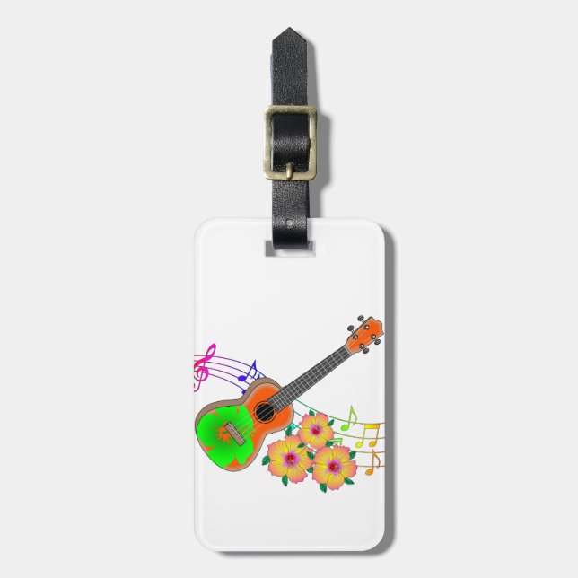Étiquette À Bagage Ukulele, le Tropical de la musique insulaire (Devant Vertical)