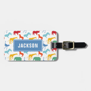 Étiquette À Bagage Un animal de Safari de Preppy personnalise Silhoue