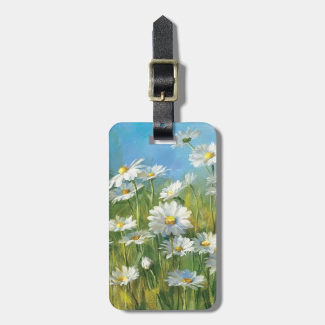 Étiquette À Bagage Un champ des marguerites blanches (Devant Vertical)