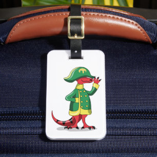 Étiquette À Bagage Un Dessin Tyrannosaur Rex Habillé Comme Napoléon.