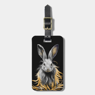 Étiquette À Bagage Un lapin gris génial en feu