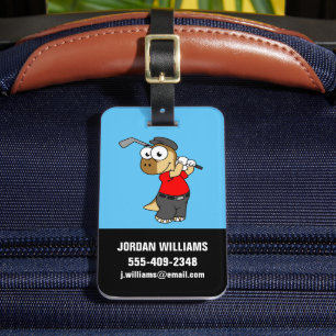 Étiquette À Bagage Un Pachycéphalosaure Dinosaure Jouer Golf.