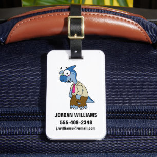 Étiquette À Bagage Un Parasaurolophus Caricaturé En Zombie.