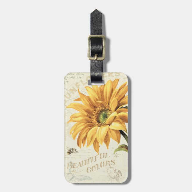Étiquette À Bagage Un tournesol en pleine floraison (Devant Vertical)
