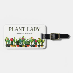 Étiquette À Bagage Une dame Plante branchée et amusante avec Cactus