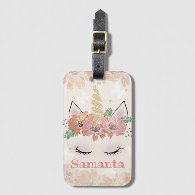Étiquette À Bagage Unicorn, Unicorn Face, personalized (Devant Vertical)