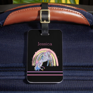 Étiquette À Bagage Unicorne moderne Pastel Rainbow