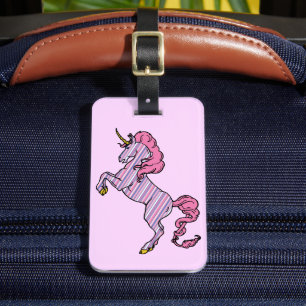Étiquette À Bagage Unicorne rose et pourpre