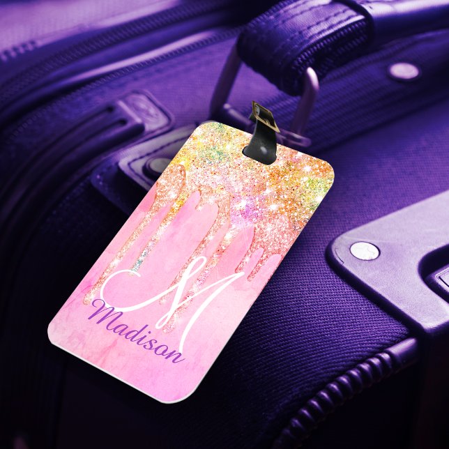 Étiquette À Bagage Unicorne rose mignon Unicorn Parties scintillant D (Créateur téléchargé)