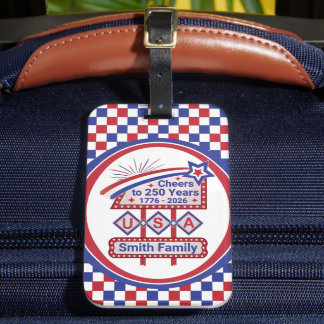 Étiquette À Bagage USA 250 personnalisé - Marquee Rétro Patriotique