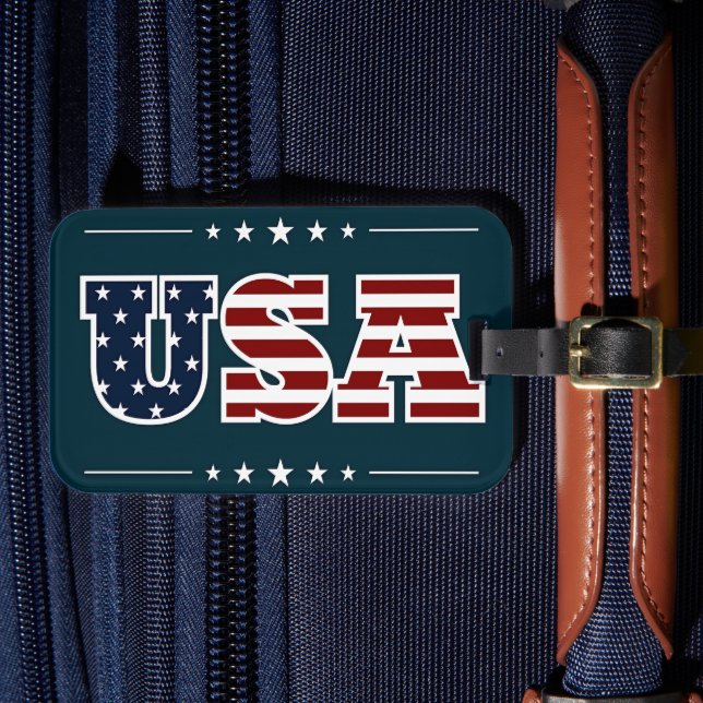 Étiquette À Bagage USA, design patriotique, (Insitu Rectoal 4)
