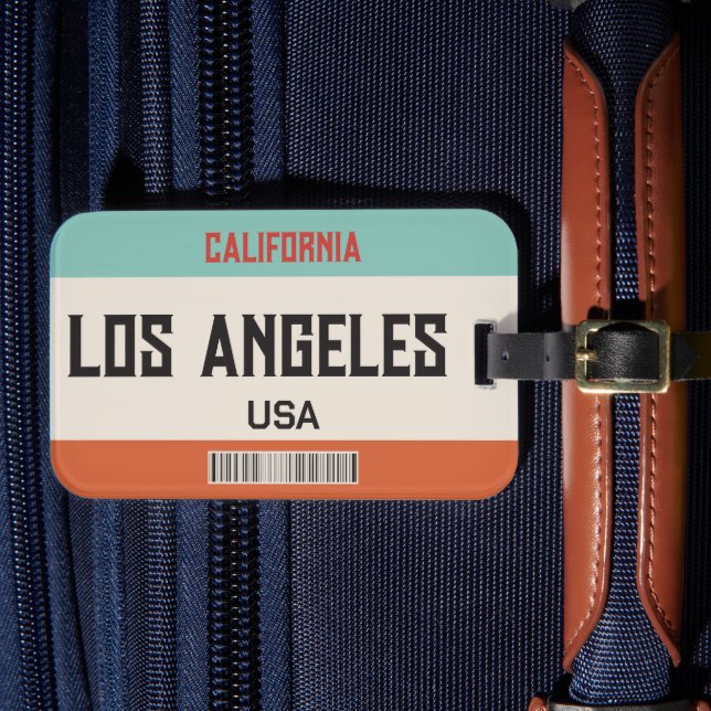 ÉTIQUETTE À BAGAGE USA LOS ANGELES CALIFORNIA LISENCE PLAQUE (Insitu Rectoal 4)