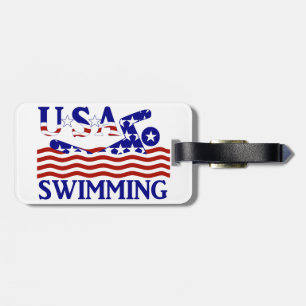 Étiquette À Bagage USA Patriotique Sports de natation