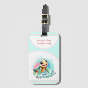 Étiquette À Bagage Vacances été Tortue mignonne Fille personnalisée