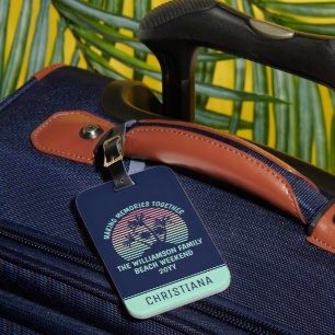 Étiquette À Bagage Vacances familiales personnalisées Retro Tropical 