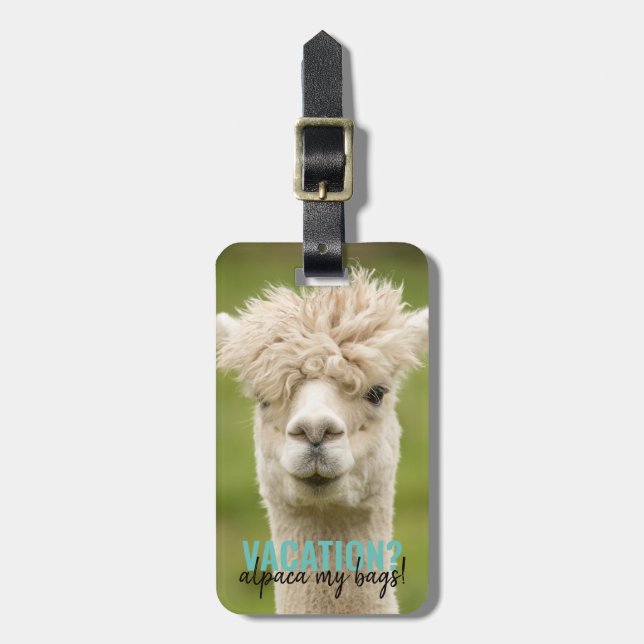 Étiquette À Bagage Vacances vertes Alpaca (Devant Vertical)