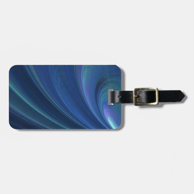 Étiquette À Bagage Vagues de sable molles bleues et vertes (Devant horizontal)