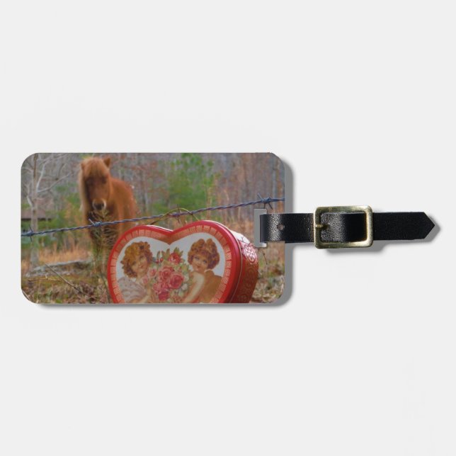 Étiquette À Bagage Valentine Heart Miniature Brown Horse (Devant horizontal)