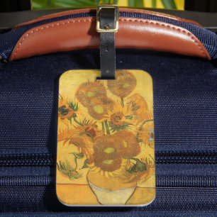 Étiquette À Bagage Vase avec 15 tournesols par Vincent van Gogh