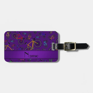 Étiquette À Bagage Vélo de route violet de nom personnalisé
