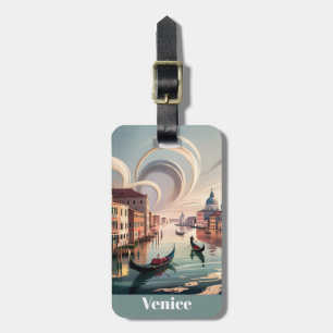 Étiquette À Bagage Venise Italie Gondole Canal Aquarelle Rétro Voyage