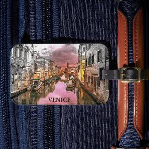 Étiquette À Bagage Venise romantique Italie Gondola Vue ville