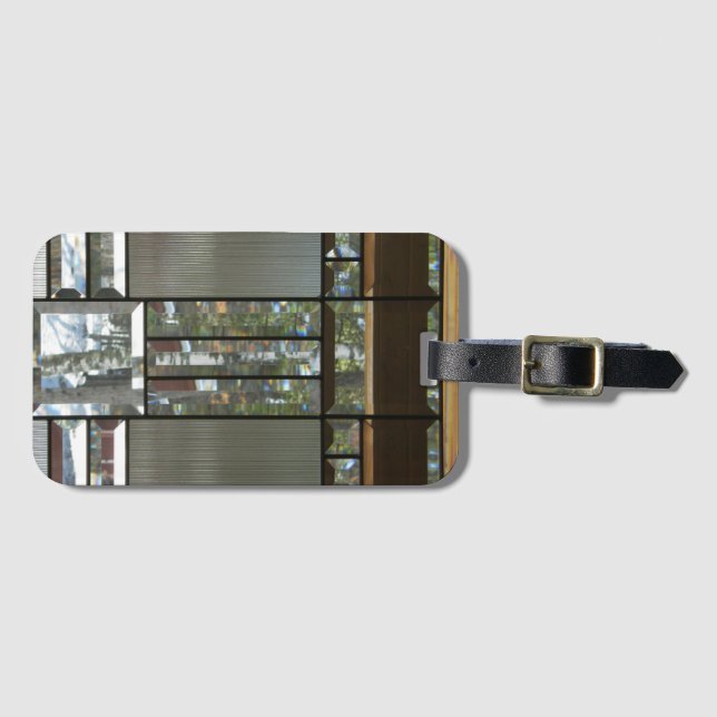 Étiquette À Bagage Verre biseauté argent noir gris moderne (Devant Horizontal)