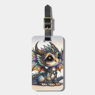 Étiquette À Bagage Verre de dragon mignon Imaginaire
