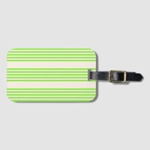 Étiquette À Bagage Vert citron vert et beige cinq rayures motif