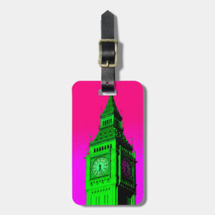 Étiquette À Bagage Vert de rose de voyage de Big Ben Londres d'art de