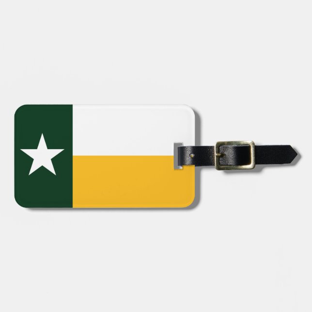 Étiquette À Bagage Vert et drapeau du Texas d'or (Devant horizontal)
