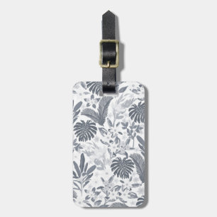 Étiquette À Bagage Vert floral gris tropical