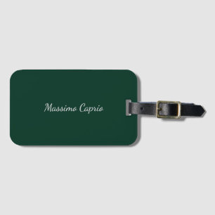 Étiquette À Bagage Vert foncé Élégant Casual Propre Nom Écriture manu