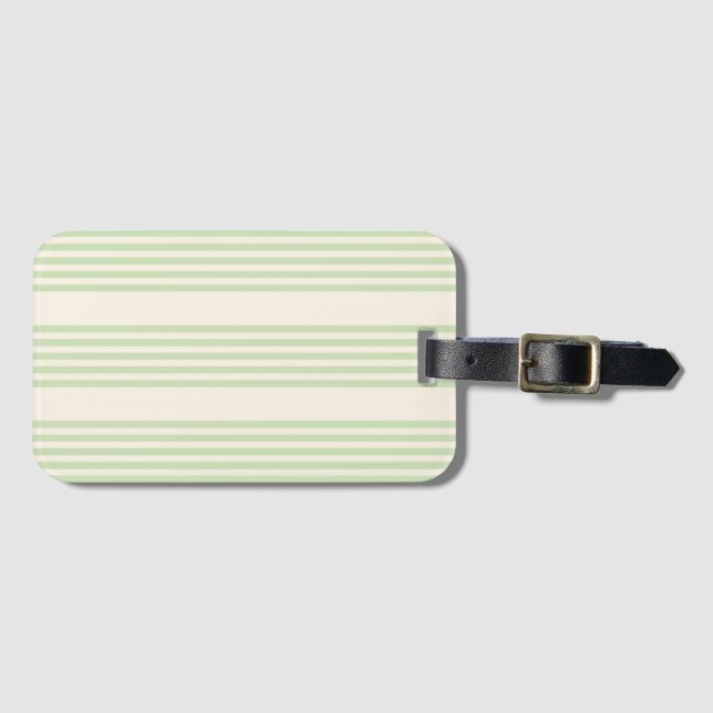 Étiquette À Bagage Vert pâle et beige cinq rayures motif (Devant Horizontal)