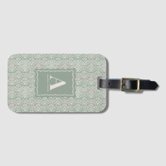 Étiquette À Bagage Vert sauge crénelé personnalisé de style côtier