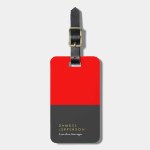 Étiquette À Bagage Vertical noir rouge professionnel plaine moderne