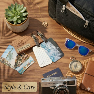 Étiquette À Bagage Vibes de plage chic Abstrait