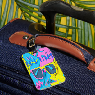 Étiquette À Bagage Vibes des années 90 rose et bleu