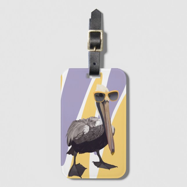 Étiquette À Bagage Vibes estivales amusantes Oiseau pélican (Devant Vertical)