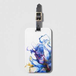 Étiquette À Bagage Vibrant Bleu Abstrait Fluid Art Agate