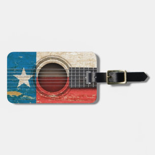 Étiquette À Bagage Vieille guitare acoustique avec le drapeau du