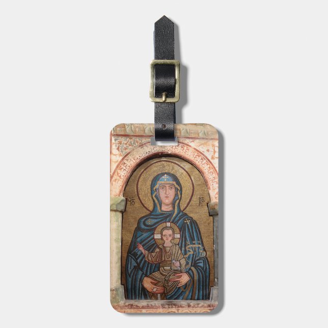 Étiquette À Bagage Vierge Marie et mosaïque de Jésus (Devant Vertical)