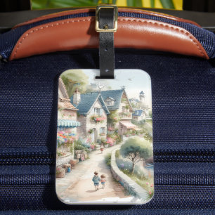 Étiquette À Bagage Village de cottage côtier pastel Évasion