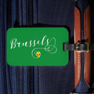 Étiquette À Bagage Ville de Bruxelles Drapeau au coeur