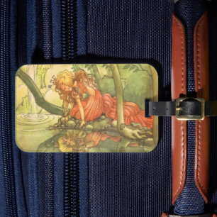 Étiquette À Bagage Vintage Fairy Tale, Frog Prince Princesse par Pond