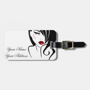 Étiquette À Bagage Vintage fille lèvres rouges